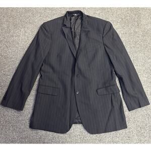 Brooks Brothers Men’s Size 45L Black Striped Wool Two Button Blazer